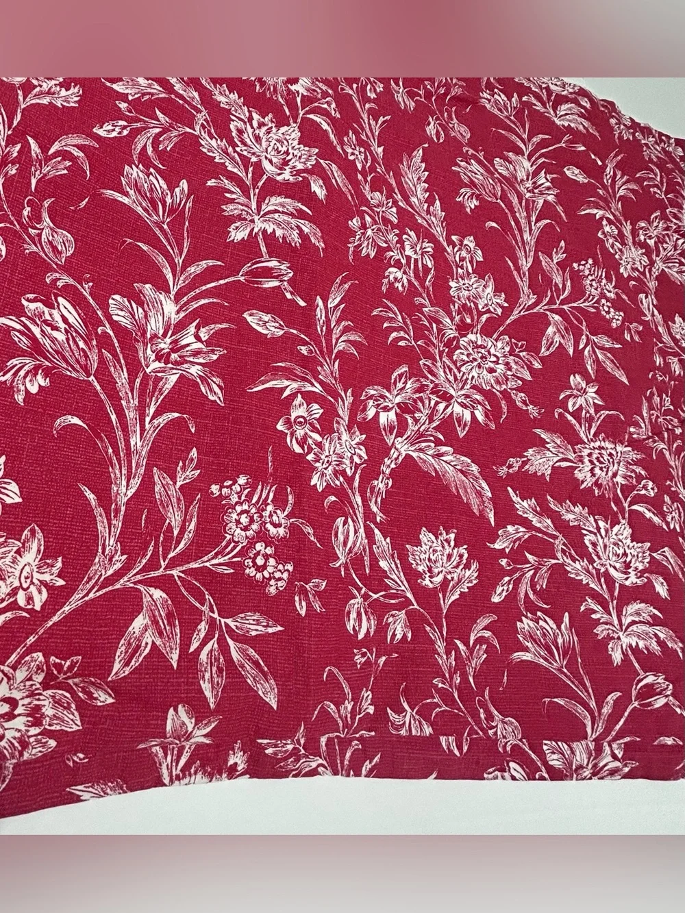 Laura Ashley Floral Toile/ Plaid Red Pillow One Sham King.